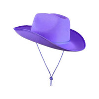 Chapeau de cowboy en feutre uni durable polyester/coton personnalisable Lesam Sports – Design clouté Western pour usage décontracté extérieur/sportif (lot de quatre)
