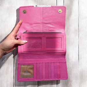 Nouveau vrai Western élégant cuir de fourrure de vachette rose fabriqué à la main bracelet portefeuille Id fenêtre porte-carte de crédit trois portefeuilles pliés - Product Image 2