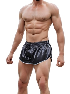 Pantalones Cortos Deportivos Retro de Corte Alto para Hombre y Mujer, Color Sólido, Tejido de Nailon Satinado, Ecológicos, de Secado Rápido, Ropa Deportiva Informal - Product Image 2