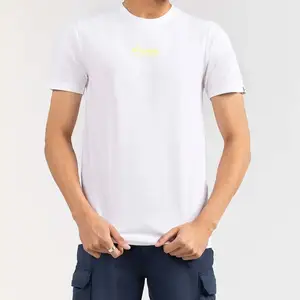 Branco Moda T-shirt Logotipo Personalizado Algodão Camisetas Algodão Liso Em Torno Do Pescoço Manga Curta Casual Vestuário Fabricação