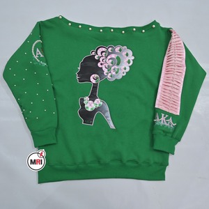 Sweatshirts brodés à manches longues pour femmes avec strass Oversized Crop Tops Female Rhinestone sweatshirt - Product Image 5