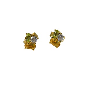 Pendientes Clásicos de Oro de 14K con Citrino Natural y Peridoto, Listos para Enviar, Personalizables para Venta al por Menor, OEM, ODM - Product Image 1