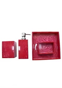 ชุดอุปกรณ์ในห้องน้ำทรงสี่เหลี่ยมหรูหราเป็นมิตรต่อสิ่งแวดล้อมทำจากเรซิ่นสี่ชิ้นพร้อมที่กดสบู่ที่วางแปรงสีฟันจานสบู่ - Product Image 2