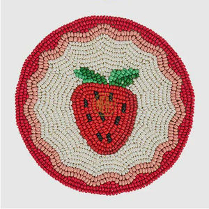 Recién llegado, posavasos con diseño de cereza con cuentas, Decoración de mesa elegante para bodas, fiestas y hogar - Product Image 1