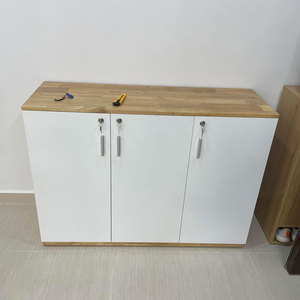 Minimally Designed 3-Tier Steel Rubber Wood Filing <b>Cabinet</b> Hinged Door <b>Lock</b> Adjustable 120x40x126cm for Office Workshop-THS68035 - Product Image 5