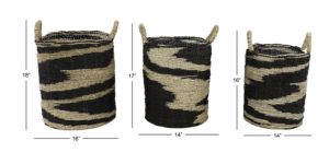 ตะกร้าสานจากหญ้าทะเลแบบสองสีงานสานด้วยมือพร้อมด้ามจับตะกร้าหวายทรงกลมสำหรับใส่ผ้าซักรีดสำหรับใช้ในห้องน้ำ - Product Image 5