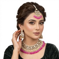 Collier ethnique de luxe en acier inoxydable plaqué or, style indien, avec perles, pour mariages et fiançailles, parure de mariée tendance
