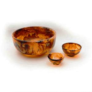 Bol de service en résine polie fait à la main, brun foncé, tourbillonnant - Vaisselle écologique d'origine indienne pour les fêtes, passe au lave-vaisselle - Product Image 2