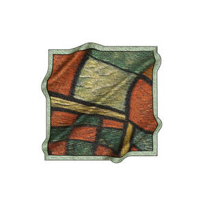 Floral Cotton Square Scarf with Geometric Pattern Custom Handkerchief - Product Image 1