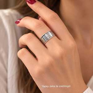 Anillo de Pareja Tejido de Plata de Ley 925 Chapado en Rodio con Detalles en Oro Amarillo, Joyería de Boda Elegante - Product Image 2