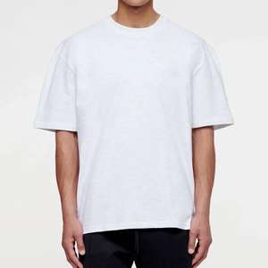 Camiseta de ropa de calle de algodón de 240gsm en blanco, camiseta de hombro caído de gran tamaño, camiseta de peso pesado con estampado personalizado de alta calidad para hombres - Product Image 1