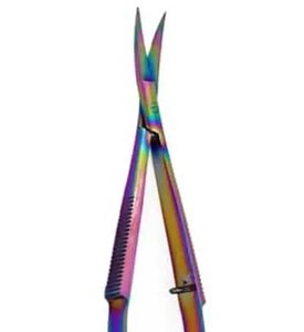 Cisailles de broderie de ciseaux de couture d'action de ressort de titane avec la pointe incurvée d'acier inoxydable et le produit de qualité de beauté de bord dentelé - Product Image 5