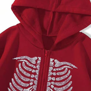 Top Qualité Personnaliser Oversized Designer Strass Hoodies Street Wear Hommes Strass À Capuche - Product Image 3