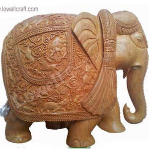 Elefante de madera hecho a mano tallado tradicional hecho a mano estatua artesanal de madera estatuilla de elefante artesanal regalos para el hogar - Product Image 1