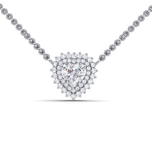 Collar con Colgante de Doble Halo de Diamante Cultivado en Laboratorio en Forma de Corazón de 1 Quilate de Lujo en Plata de Ley 925 Sólida, Joyería de Diseño para Novia - Product Image 1