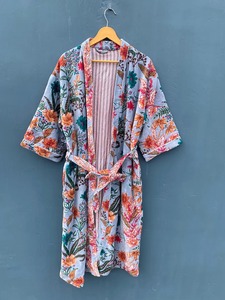 Robe Kimono en velours floral unisexe grande taille veste en velours de coton cadeau pour elle Robe de chambre Robe de mariée femmes décontractées vêtements pour femmes - Product Image 3