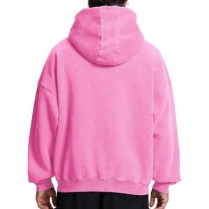 Fermeture éclair rose couleur acide lavage sweats à capuche hommes 100% coton surdimensionné pull Streetwear Vintage Baggy sweat à capuche personnalisé - Product Image 2