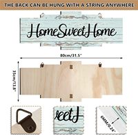 32x14 Inch Wooden Large Home Sweet Sign-Panneau de décoration murale rustique en bois pour la maison