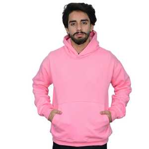 Felpa con cappuccio rosa pastello per uomo in pile di cotone con cappuccio Casual Streetwear pronto a spedire nessuna tariffa consegna rapida - Product Image 1