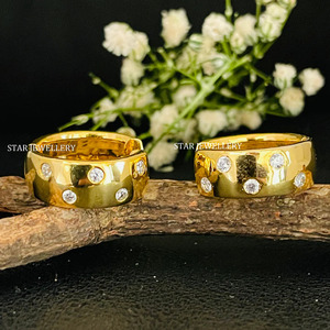 14K Solid <b>Gold</b> Flush Set Natural Diamond <b>Hoop</b> Fine Jewelry. - Product Image 3