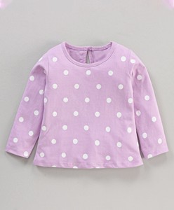 100% coton bio à manches longues T-Shirt pour les filles élégant imprimé Logo doux tricoté tissu col rond confortable pour les nourrissons - Product Image 5