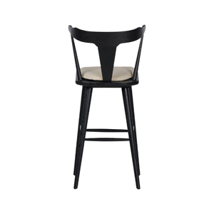 Silla de Bar Moderna Tapizada en Madera de Teca Sólida con Respaldo Curvo para Uso en Bares y Restaurantes - Product Image 6