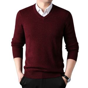 Venta al por mayor de personalización de invierno suéter de moda de manga larga de lana suéter con cuello en V suéteres de los hombres - Product Image 4