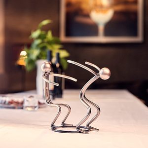 Wine <b>Rack</b> Tabletop Metallic Silver Freestanding Countertop Figurine <b>Bottle</b> Holder - Product Image 5