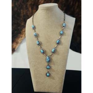 Conjunto de Collar Lariat Golden Hills de Thomas Francisco, con Turquesa y Plata de Ley, Cadenas con Cuentas de Cobre de Estilo Religioso, para Fiestas o Regalos - Product Image 1