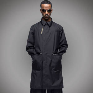 Nouvelle arrivée hommes Cyberpunk Style toile mince veste respirant noir à capuche imperméable Streetwear longue longueur acronymes conception - Product Image 1