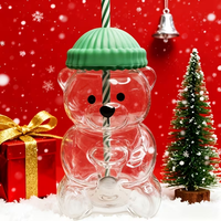 Gobelet en verre avec paille motif bonhomme de neige, mignon, avec couvercle en forme de chapeau, 20oz, pour café et boissons
