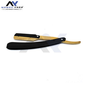 Navajas de Afeitar Rectas de Calidad Profesional para Barbería, Ligeras, de Acero Inoxidable, con Bloqueo Giratorio, Premium en Dorado y Negro, Navajas OEM para Salón - Product Image 3