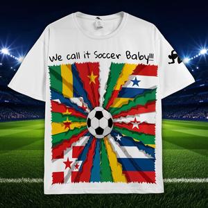 All-Over Print Unisex Soccer Jersey Polyester XL Summer Short-Sleeve Shorts Set Breathable <b>Spirit</b>-Enhancing with Number Pattern - Product Image 2