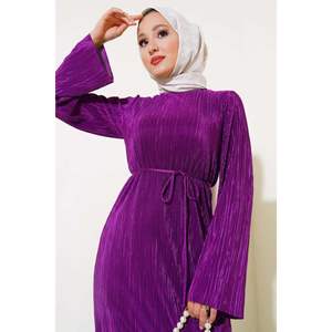 Robe Plissée Brillante Violet - Product Image 3