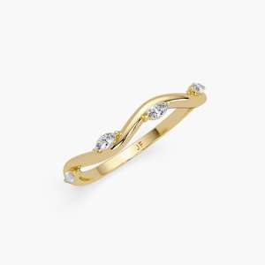14K Gold Marquise Lab Diamond Wave <b>Ring</b> Minimalist Stacking Band <b>Statement</b> <b>Ring</b> Engagement Bridal for Jewelry Gift - Product Image 2