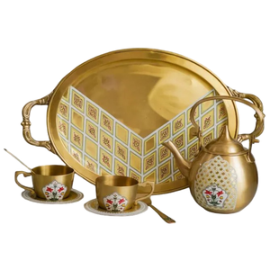 Ensemble à café vintage en laiton de haute qualité avec finition polie pour restaurant, maison et hôtel, vaisselle en métal, service à thé - Product Image 3