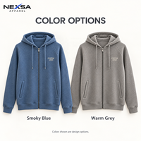 Sweat à capuche bleu texturé pour homme, design personnalisé, fermeture éclair intégrale, avec logo personnalisé, vente en gros pour streetwear décontracté