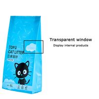 Sac d'emballage à soufflets latéraux pour litière pour chat, imprimé en héliogravure, résistant à l'humidité, en PET/NY/PE, bleu, blanc, noir, 6 kg, 211,64 oz, 13,23 lb, fournitures pour animaux de compagnie
