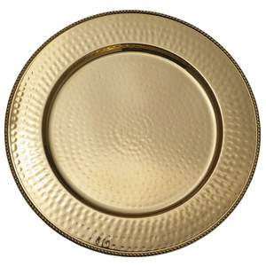 Ensemble de 4 assiettes de service en métal martelé dorées pour la maison, les hôtels, la décoration de table de mariage, forme ronde, plat de service et assiettes - Product Image 5