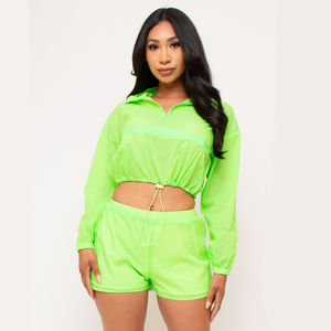 Women's Custom Logo Breathable Polyester Fabric Windbreaker Shorts Set Plus Size Autumn Terzo Sports Windbreaker Summer Shorts - Product Image 4