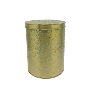 Boîte de rangement de forme ronde en métal imprimé en vrac en gros avec couvercle en bois pour les ustensiles de cuisine de table - Product Image 3