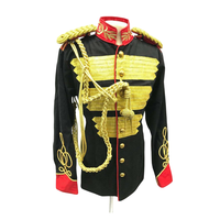 Nouvelle veste noire rouge élégante de cérémonie universelle personnalisée avec uniforme napoléon doré sur le devant tissé en or
