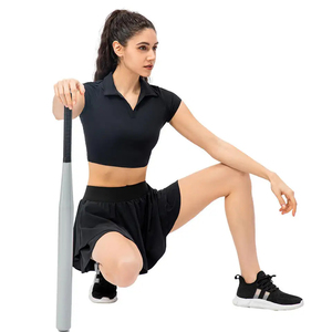 Tennis Wear Pleated Skirt High Waisted Skater Skort Sport Clothes Running Ball Pockets Women Exercise <b>Dress</b> Breathable Quick - Product Image 1