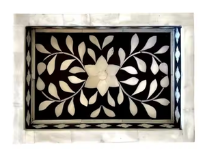 Bandeja para servir Hexagonal de hueso Natural hecha a mano con elegante patrón geométrico de hueso de resina, decoración sostenible ecológica para el hogar - Product Image 6