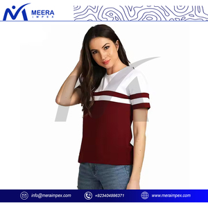 เสื้อยืดผ้าฝ้ายผสมทรงคลาสสิกสำหรับผู้หญิง-เสื้อยืดผ้านุ่มแขนสั้นเหมาะสำหรับสวมใส่สบายในชีวิตประจำวัน - Product Image 3