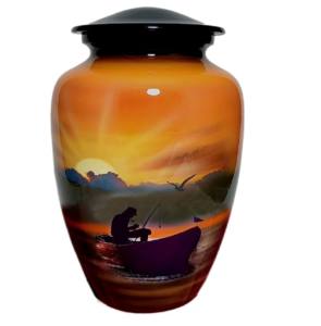 Émail violet avec bande de gravure urnes de crémation en aluminium en gros de la plus haute qualité grandes urnes en métal de cendres humaines fabriquées en Inde - Product Image 2