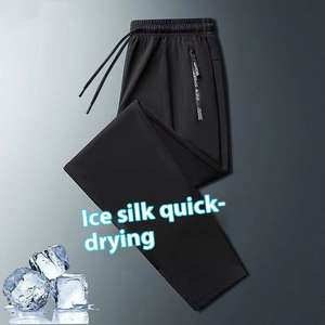 Pantalones cortos informales de cinco puntos de seda helada para hombre, pantalones cortos de playa de punto de pierna recta de cintura media elástica en tallas grandes 2024 - Product Image 2