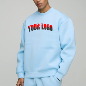Sudaderas con capucha y sudadera de hombre transpirables con hombros caídos de gran tamaño de color sólido de 100% algodón con logotipo serigrafiado personalizado de alta calidad - Product Image 4