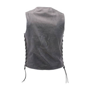 Gilet de motard en cuir classique avec une texture lisse et une construction durable Gilet de motard en cuir avec une résistance élevée - Product Image 2
