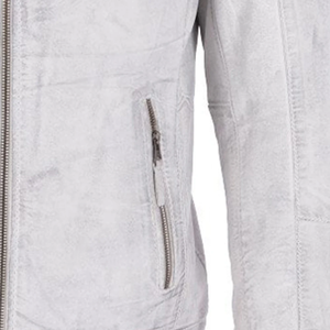 Haute qualité Slim Fit hommes moto course veste véritable peau de mouton cuir couleur blanche avec broderie décoration pour l'hiver - Product Image 6